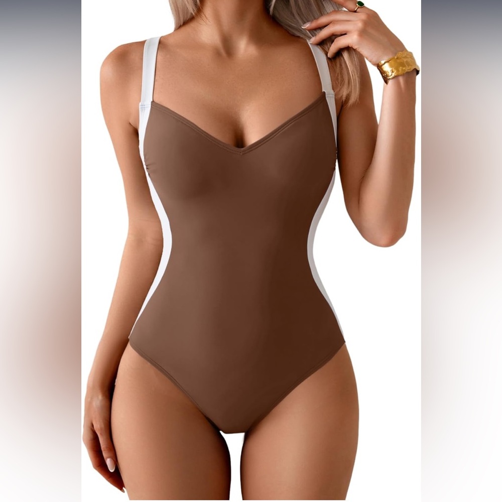 Eomenie, L,Women's Tummy Control One Piece Swimsuit Slimming, Lace Up Back